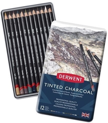 Изображение Derwent Tinted Charcoal pencil 12stk tin