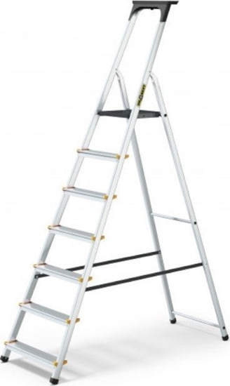 Picture of DRABEST Drabina aluminiowa, domowa z pók, 4 stopnie (wytrzymao: 125 kg)