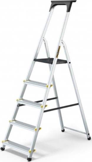 Picture of DRABEST Drabina aluminiowa, domowa z pók, 5 stopnie (wytrzymao: 125 kg)
