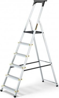 Picture of DRABEST Drabina aluminiowa, domowa z pók, 6 stopnie (wytrzymao: 125 kg)