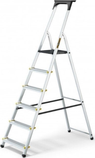 Picture of DRABEST Drabina aluminiowa, domowa z pók, 6 stopnie (wytrzymao: 125 kg)