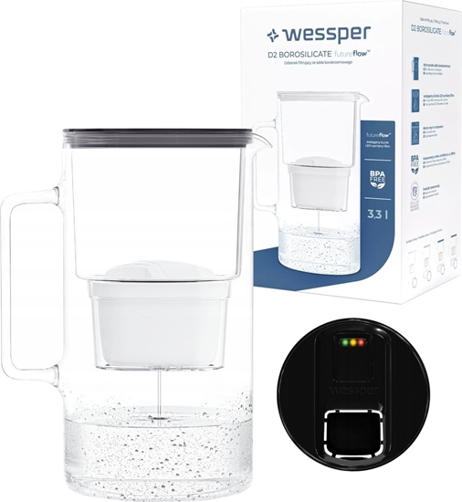 Picture of Dzbanek filtrujcy Wessper Dzbanek D2 Borosilicate FutureFlow Aquamax (WES201-FF-BK)