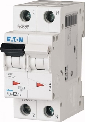 Attēls no Eaton Wycznik nadprdowy 1P+N C 2A 6kA AC PL6-C2/1N 106029