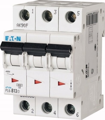 Attēls no Eaton Wycznik nadprdowy 3P D 13A 6kA AC PL6-D13/3 286612