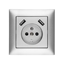 Attēls no Elektro-Plast Sentia Gniazdo pojedyncze z/u 16A z USB 2x2,1A 5VDC z przesonami i ramk srebrne GPT 2P+Z 2xUSB (1488-06)