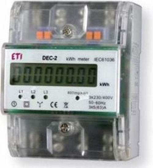 Изображение Eti-Polam Licznik energii elektrycznej 3-fazowy 3 x 63A 3 x 230/400V AC+N IP20 DEC-2 (004804051)