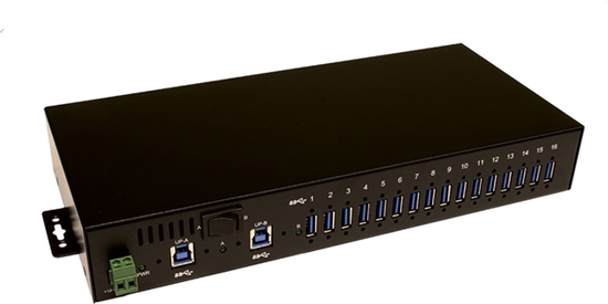 Picture of Exsys EX-1116HMVS 16 Port USB 3.2 Gen1 HUB inkl. Din-Rail Kit Surge Protection