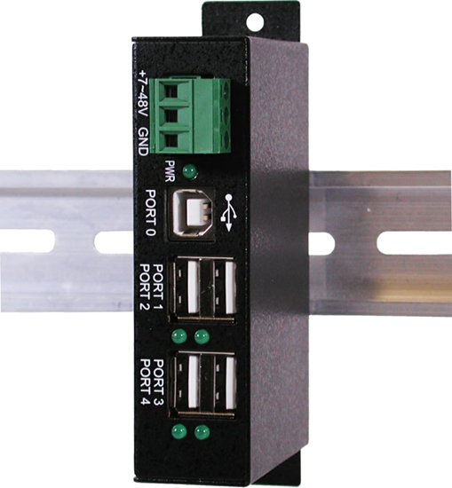 Picture of Exsys EX-1163HMS-WT 4 port USB 2.0 HUB Surge Protection & erw. Temperaturbereich