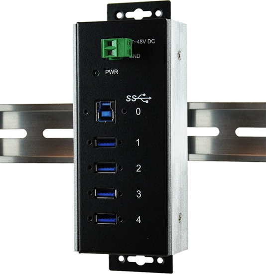 Picture of Exsys EX-1185HMVS-WT USB3.0 Metall Hub 4 Ports Din Rail Temperaturber. -40°C bis 85°C