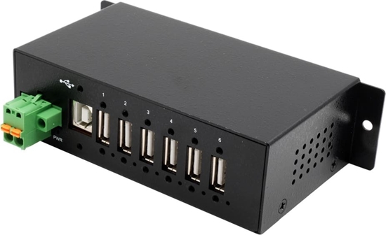 Picture of Exsys EX-1596HMVS 6 Port USB 2.0 Metall HUB mit 15KV ESD Überspannungs-Schutz (Din-Rail)