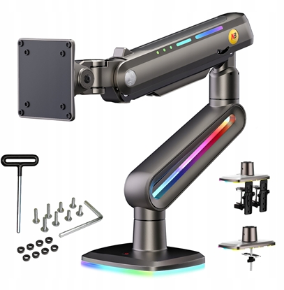 Picture of F6-G Podwietlenie RGB Gamingowy mocny uchwyt biurkowy do duych monitorów 32-60 cali