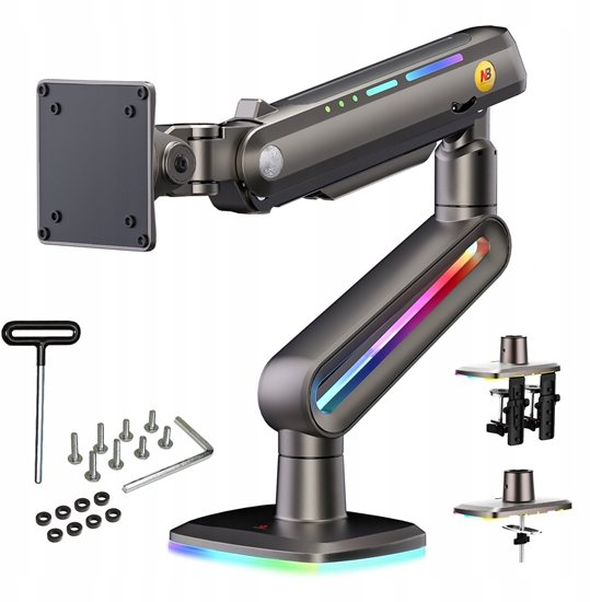 Picture of F6-G Podwietlenie RGB Gamingowy mocny uchwyt biurkowy do duych monitorów 32-60 cali