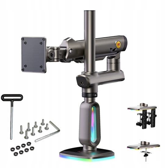Picture of F7-G Podwietlenie RGB Gamingowy mocny uchwyt biurkowy do duych monitorów 32-60 cali