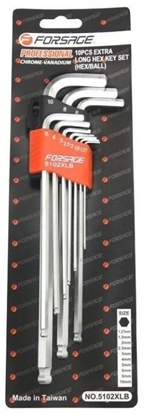 Изображение Forsage Komplet kluczy IMBUS typu L super dugi ch z kul, 10el.