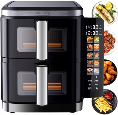 Picture of FRYTKOWNICA PODWÓJNA PIONOWA BEZTUSZCZOWA AIR FRYER 2800W 11L XXL WEBBER