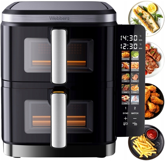 Picture of FRYTKOWNICA PODWÓJNA PIONOWA BEZTUSZCZOWA AIR FRYER 2800W 11L XXL WEBBER