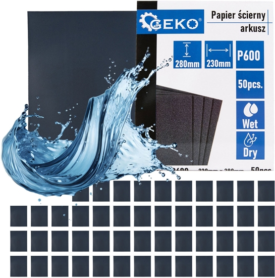 Изображение Geko Papier cierny wodny  arkusz 230x280mm P600 (50/1000)
