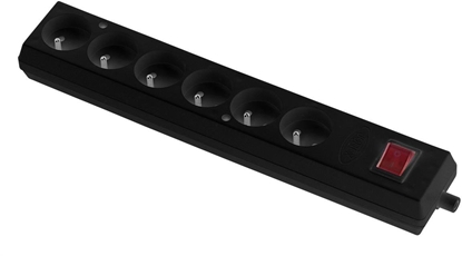 Изображение Gniazdo przenone szeciokrotne 16A 2P+Z 250V z wycznikiem czarne GN-670WS