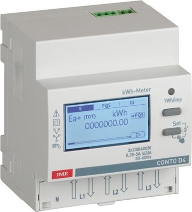 Picture of IME S.p.A. Licznik Energii (Mid) Wh/Varh 3f Pomiar Bezporedni 63A Z Wyjciem Rs485, 2 Taryfy 4 Moduy CE4DF3DTMID