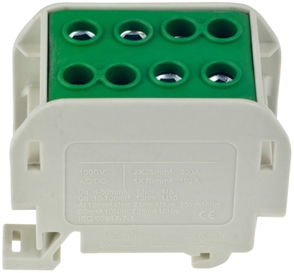 Attēls no Incobex Zczka szynowa jednobiegunowa zielona ZGX 1x70/2x50 mm2 (Al/Cu) ENE-00522