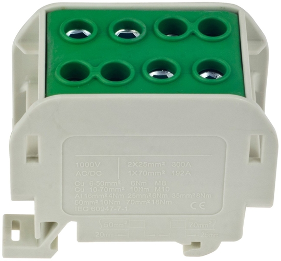 Picture of Incobex Zczka szynowa jednobiegunowa zielona ZGX 1x70/2x50 mm2 (Al/Cu) ENE-00522