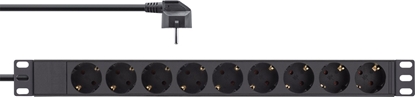Picture of InLine 19" Socket strip, 9-way protective contact, without switch, 2m, black