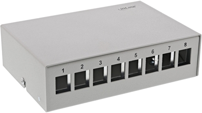 Picture of InLine InLine® Desktop Consolidation Point Box 8x Keystone RJ45, metal, light grey RAL7035