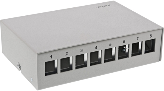 Picture of InLine InLine® Desktop Consolidation Point Box 8x Keystone RJ45, metal, light grey RAL7035