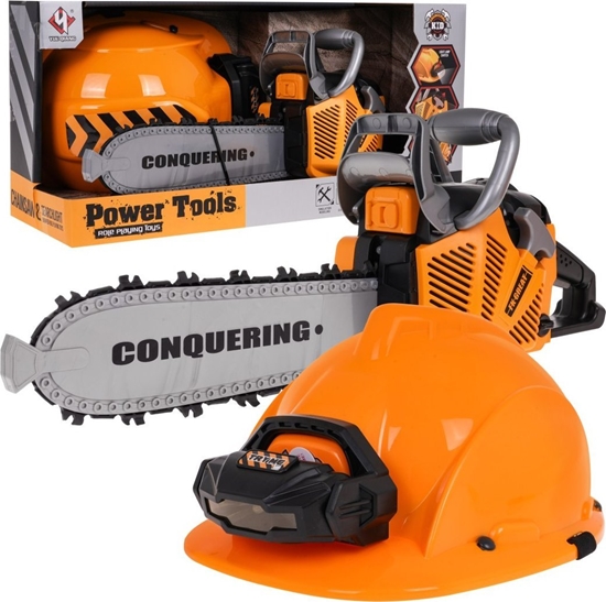 Picture of Jokomisiada Interaktywna Pia mechaniczna dla dzieci 3+ Zestaw drwala + Obrotowy acuch + Kask ochronny z Latark