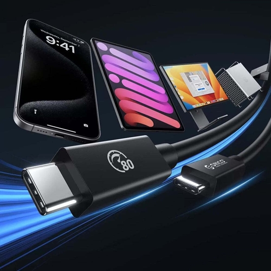 Picture of Kabel Orico USB4 Thunderbolt5 80Gbps 240W USB-C do USB-C 1m - czarny