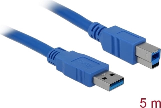 Picture of Kabelis USB3.0 A-B, M/M, 5.0m, zils, Delock