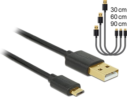 Attēls no Kabeļu komplekts USB2.0 AM - mocroBM, 30cm, 60cm, 90cm, Delock