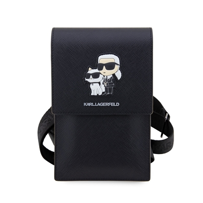 Picture of Karl Lagerfeld Saffiano Metal Logo NFT Wallet Phone Bag / black
