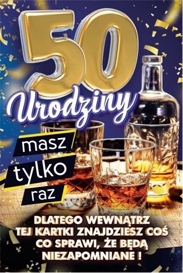 Picture of Karnet Urodziny z nakadk na butelk 50