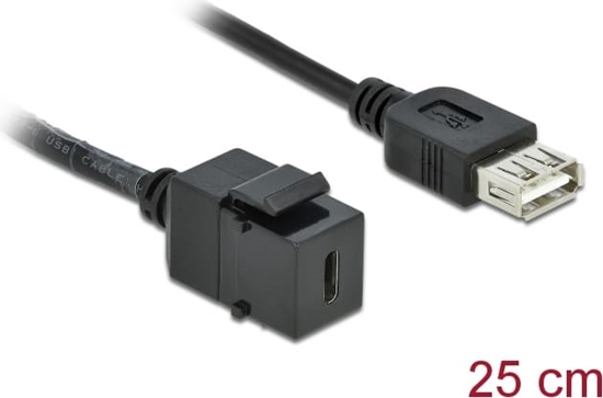 Изображение Keystone modulis USB2.0, TypeC > TypeA, F/F, 25cm