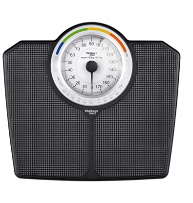 Изображение Klasyczna Waga azienkowa MECHANICZNA Analogowa do 180 KG CZARNA WEBBER BMI