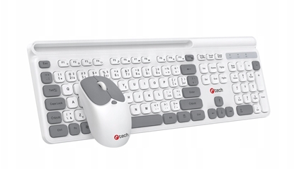 Picture of Klawiatura + mysz C-Tech C-TECH klawiatura z mysz WLKMC-05W, Bezdrátowy set 2.4GHz, CZ, biaa