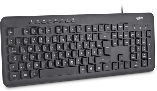 Picture of Klawiatura InLine ® Keyboard USB Cable flat keys ukad niemiecki black