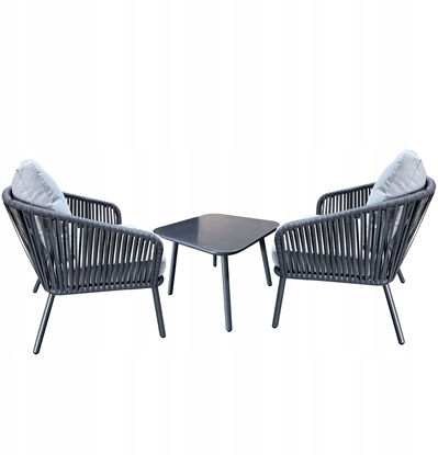 Picture of Komplet mebli ogrodowych stolik + 2 fotele aluminiowe z technorattanu