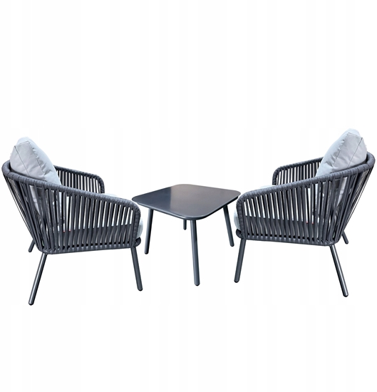 Picture of Komplet mebli ogrodowych stolik + 2 fotele aluminiowe z technorattanu