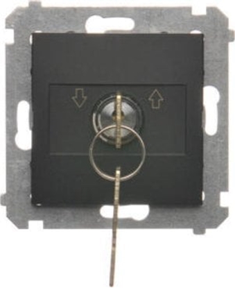 Изображение Kontakt-Simon Simon 54 cznik na kluczyk rolet. chwilowy (modu) 3poz. I-0-II 2 styki NO 5A 250 wyj. klucza w pozycji 0 czarny mat DPZK.01/49