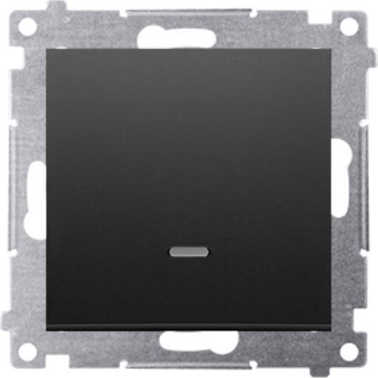 Изображение Kontakt-Simon Simon 54 Przycisk pojedynczy zwierny z podwietleniem LED bez piktogramu (modu) 10AX 250V szybkozcza czarny mat DP1L.01/49