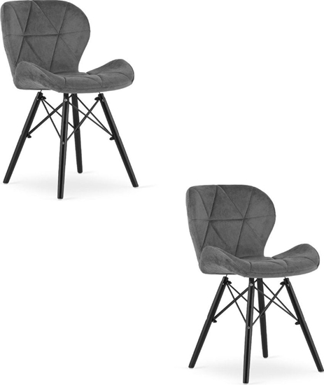 Picture of Krzeso LAGO Aksamit - szare / nogi czarne x 2
