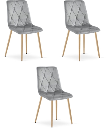 Изображение Krzeso tapicerowane welurowe LIBRA jasnoszare do salonu kuchni x3