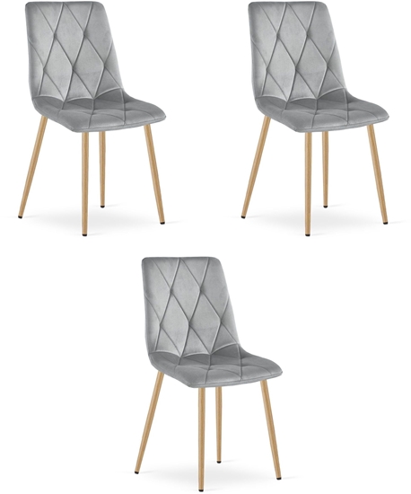 Изображение Krzeso tapicerowane welurowe LIBRA jasnoszare do salonu kuchni x3