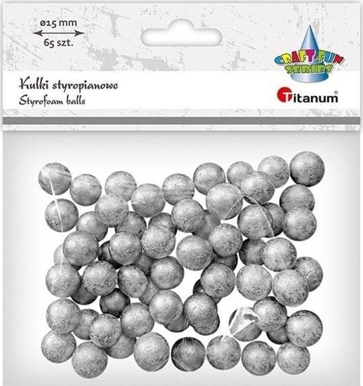Изображение Kulki styropianowe 15mm 65szt srebrne