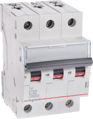 Attēls no Legrand Wycznik nadprdowy 3P C 32A 10kA AC S313 TX3 (404225)