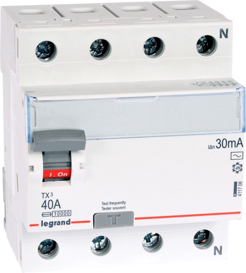 Изображение Legrand Wycznik rónicowoprdowy 4P 40A 0,03A typ AC P304 - 411708