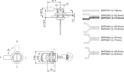 Picture of LOB Zamek kasetowy ZKP22A1 chromowany ZKP2