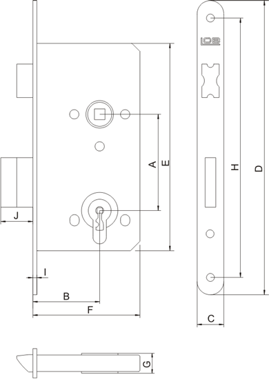 Picture of LOB Zamek wpuszczany 72x60mm na wkadk Z76B